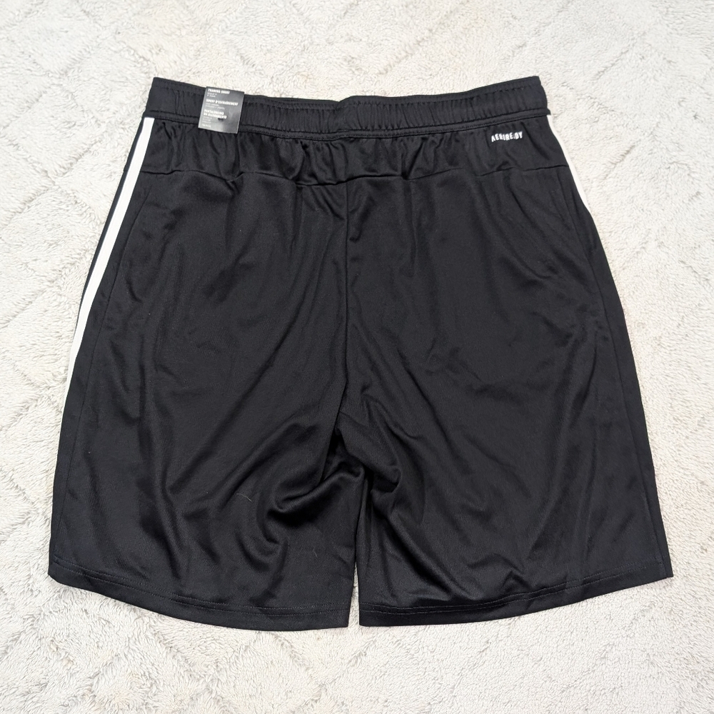 Adidas Shorts Mens L Black White Train Essentials Pique 3 Stripes Training - Picture 7 of 8
